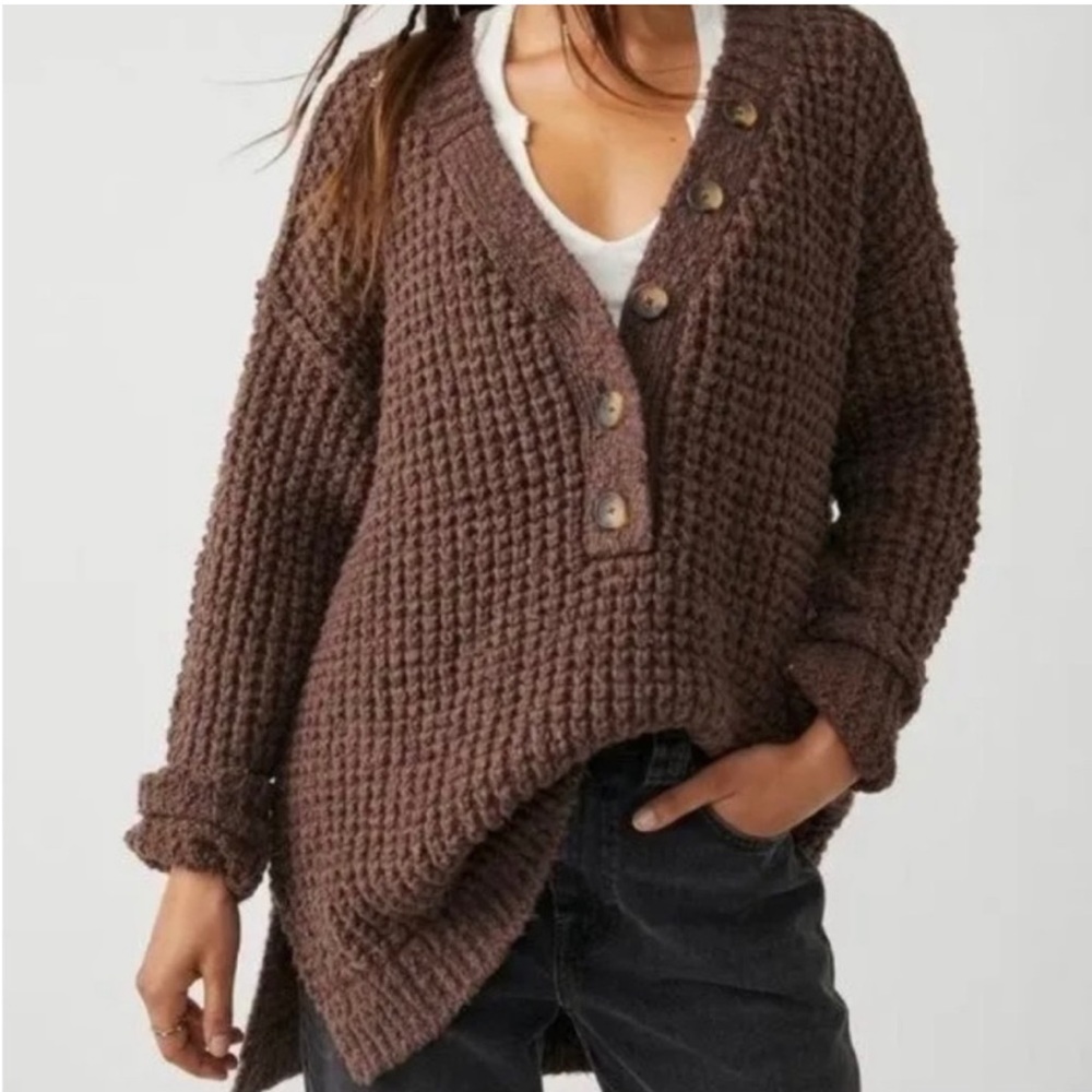 FREE PEOPLE Whistle thermal Henley sweater